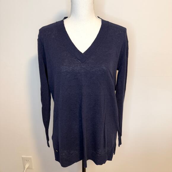 Lilly Pulitzer V Neck Blaine Tunic Sweater In True Navy Size Small New - Picture 2 of 13
